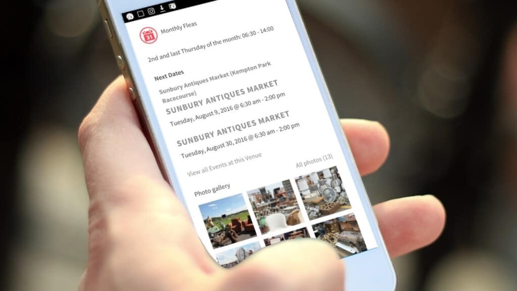 flea market calendar on smartphone