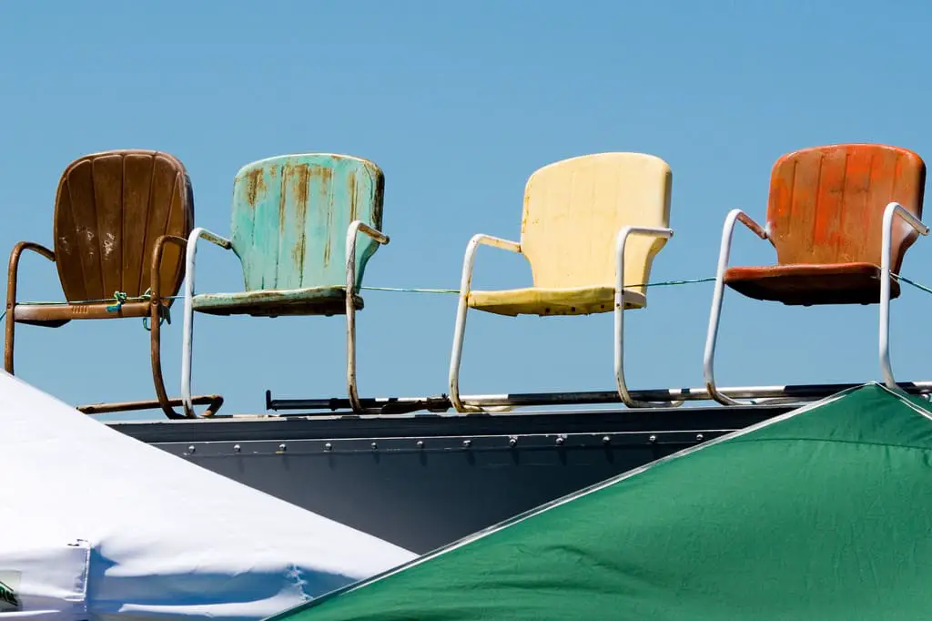 Vintage chairs at Alameda Point Antiques Fair, San Francisco Bay Area