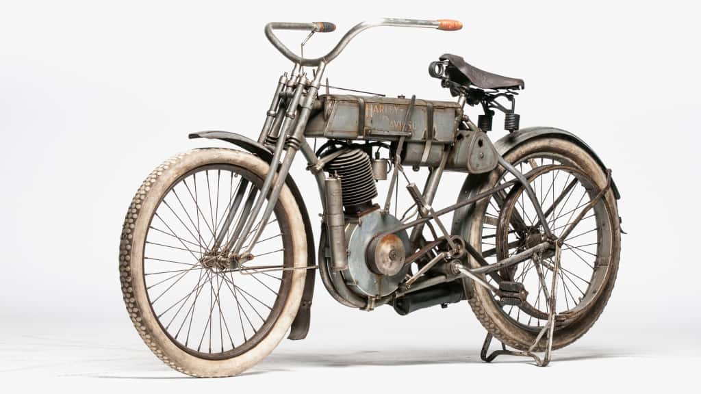 This 1907 “Strap Tank” (for the steel bands holding the fuel and oil tanks to the frame) was the 94th bike Harley-Davidson even built. Mecum calls it “the best unrestored “strap tank” Harley in the world.” Estimated price: $800,000 to $1,000,000. Courtesy Mecum Auctions