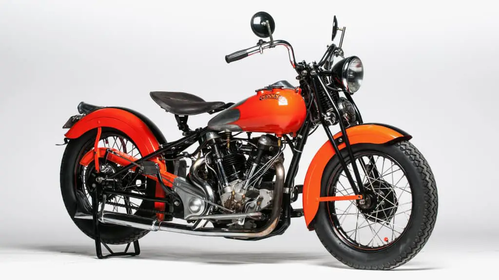One of the newest bikes counted among Cole’s “main attractions,” this 1942 “big tank” Crocker was restored in the early 1980s. It’s one of the last bikes Al Crocker ever built; the war interrupted his production and he didn’t restart in peacetime. Estimated price: $300,000 to $350,000.  Courtesy Mecum Auctions