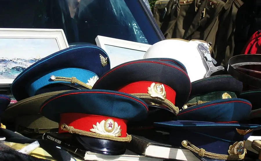 Celtic Thistle Soviet caps at Spīķeri Flea Market