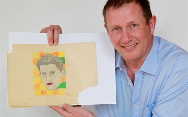 Andy Fields with the portrait of Rudy Vallee by Andy Warhol (© SWNS)