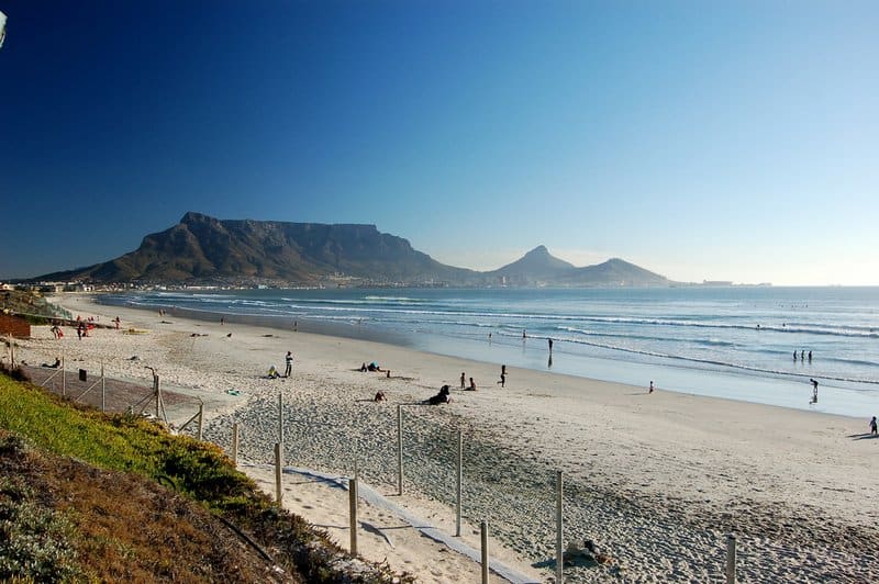 Milnerton beach and Atlantic Ocean near the flea market Cape Town