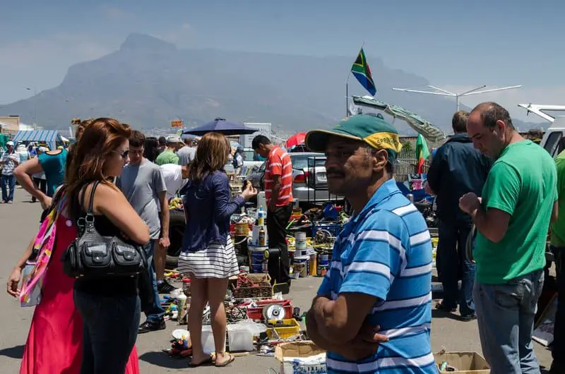 Milnerton flea market with Table Mountain in the background