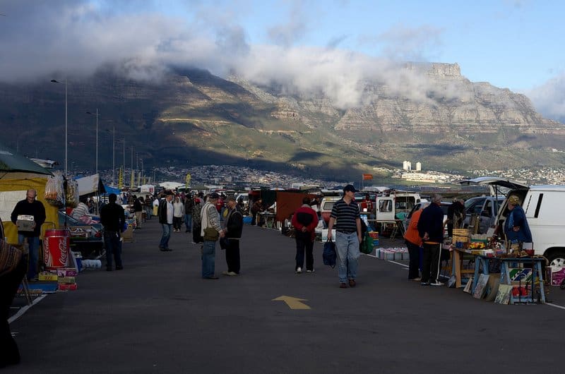 View from Milnerton Flea Market toward Table Bay and Cape Town skyline