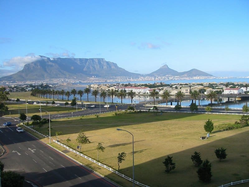 Table Mountain view from Milnerton Flea Market site in Paarden Eiland Cape Town