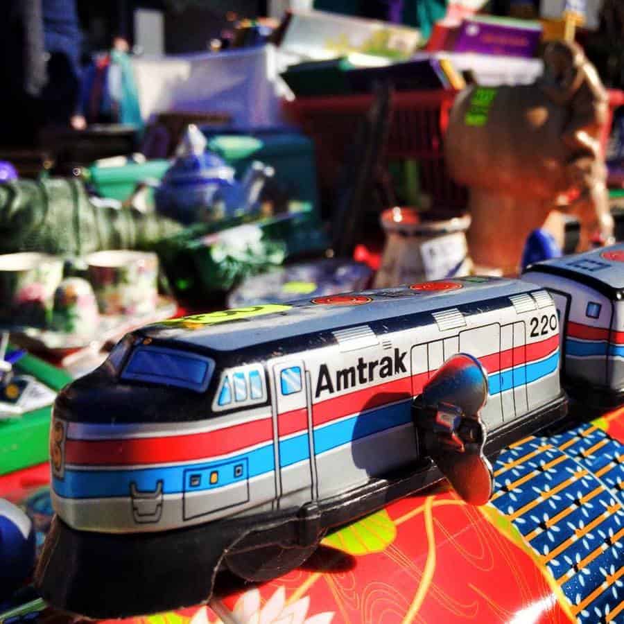 Books and collectibles stall at Camberwell Market Melbourne