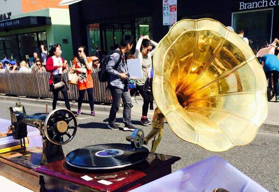 Food stalls and market atmosphere at Camberwell Sunday Market