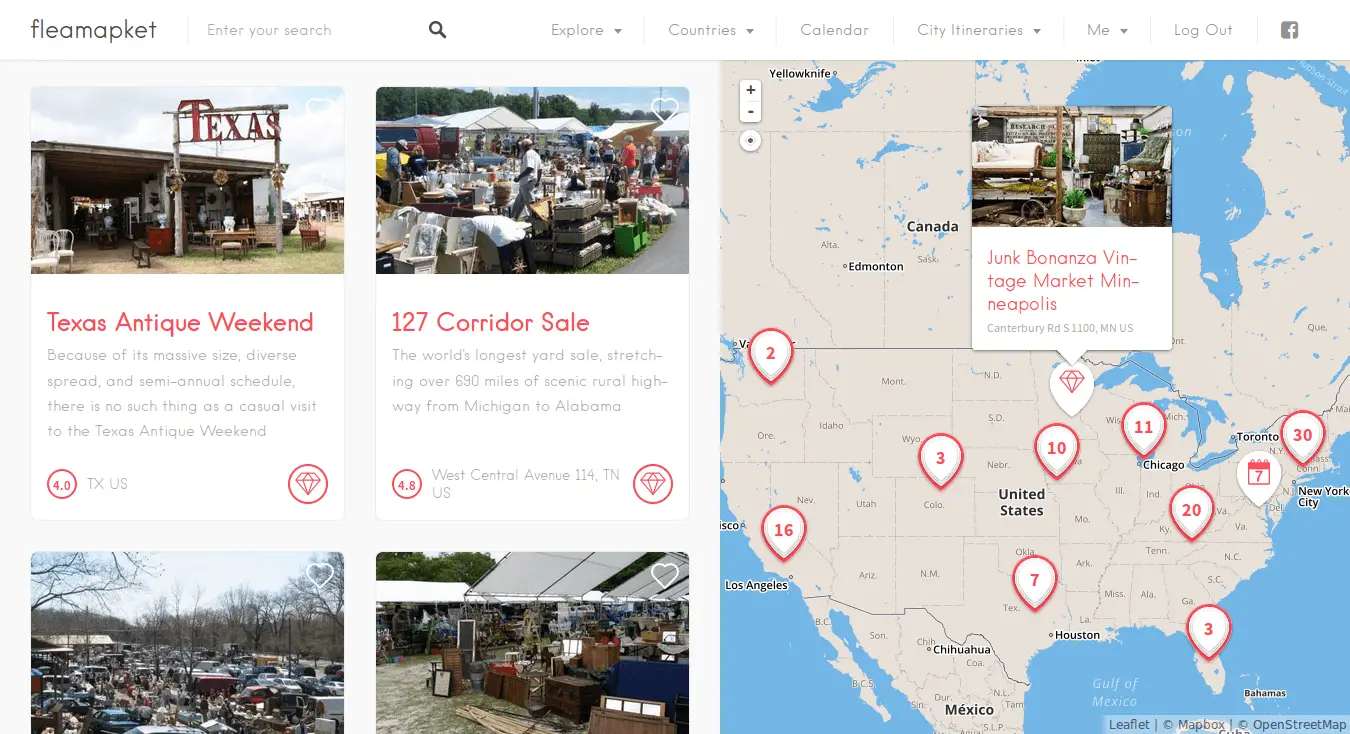 flea market map USA