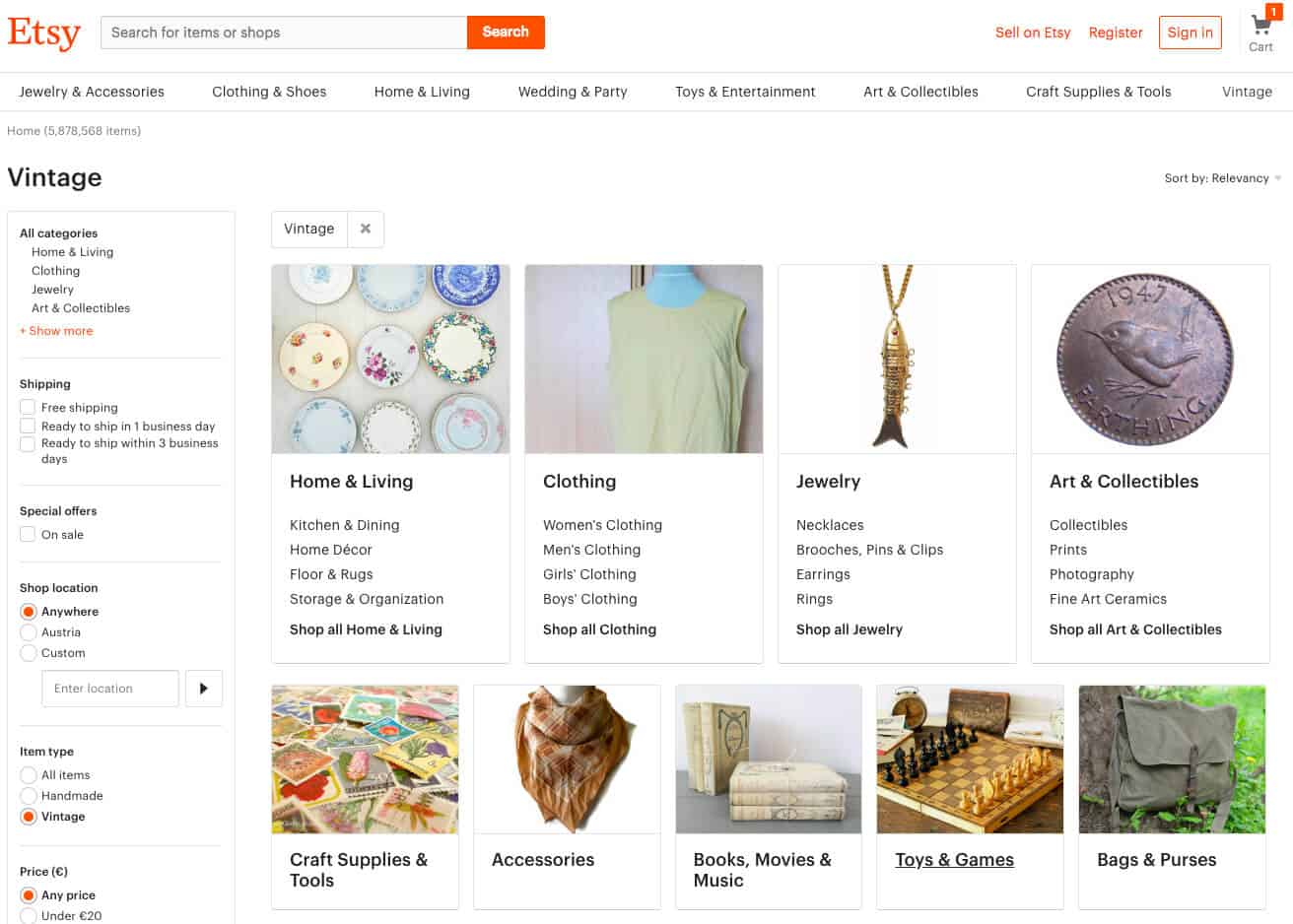 The Best Online Antique Stores for Vintage & Antiques: Etsy