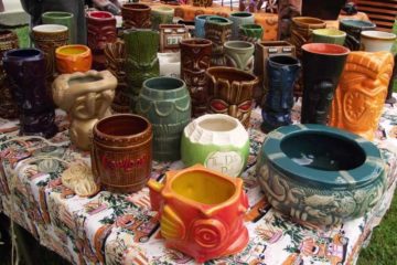 Mugs © Contemporary and vintage tiki mugs at TU Tiki Flea Akron Ohio