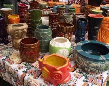 Mugs © Contemporary and vintage tiki mugs at TU Tiki Flea Akron Ohio