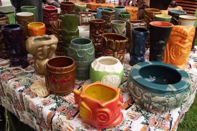 Mugs © Contemporary and vintage tiki mugs at TU Tiki Flea Akron Ohio