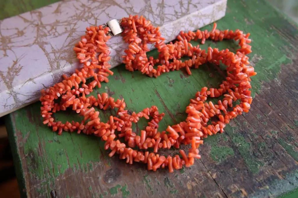 Orange Coral Branch Necklace