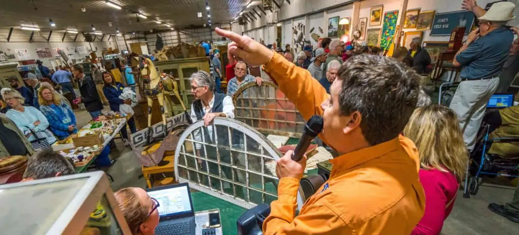 Flea Market Vendors Buy Merchandise At Auction © Shipshewana Antique Auction