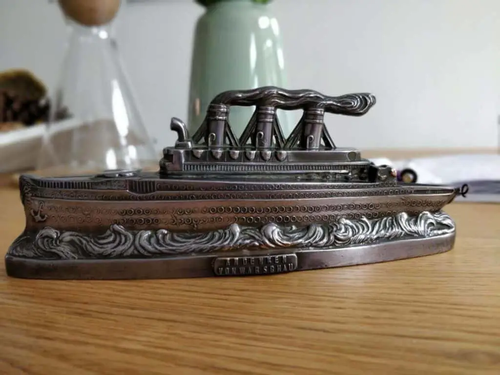 Art Deco pewter cruise ship moneybox 2