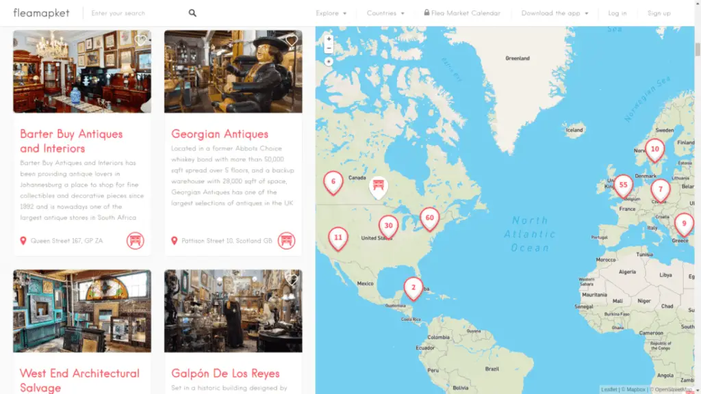 Discover the best antique dealers on a world map