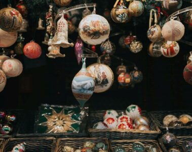 Vintage Christmas decor on a Christmas Tree